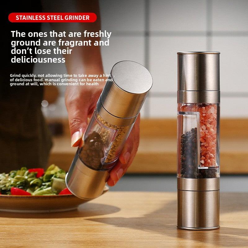 Manual double-headed sea salt pepper grinder